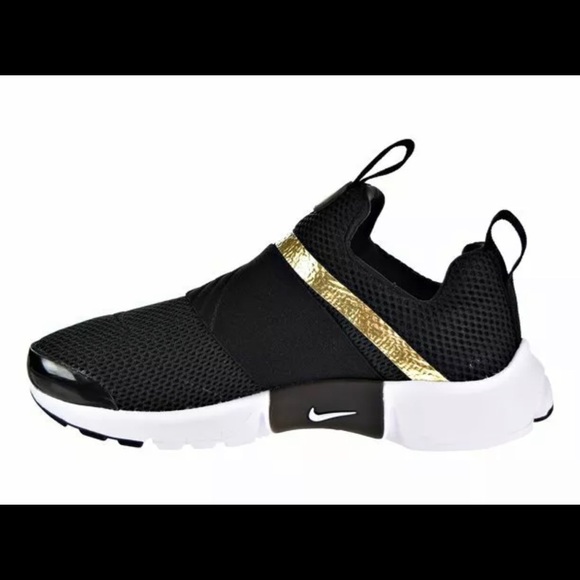 Nike Presto Extreme GS Sizes Women's Black Metallic Gold 870022 006 - Picture 3 of 7